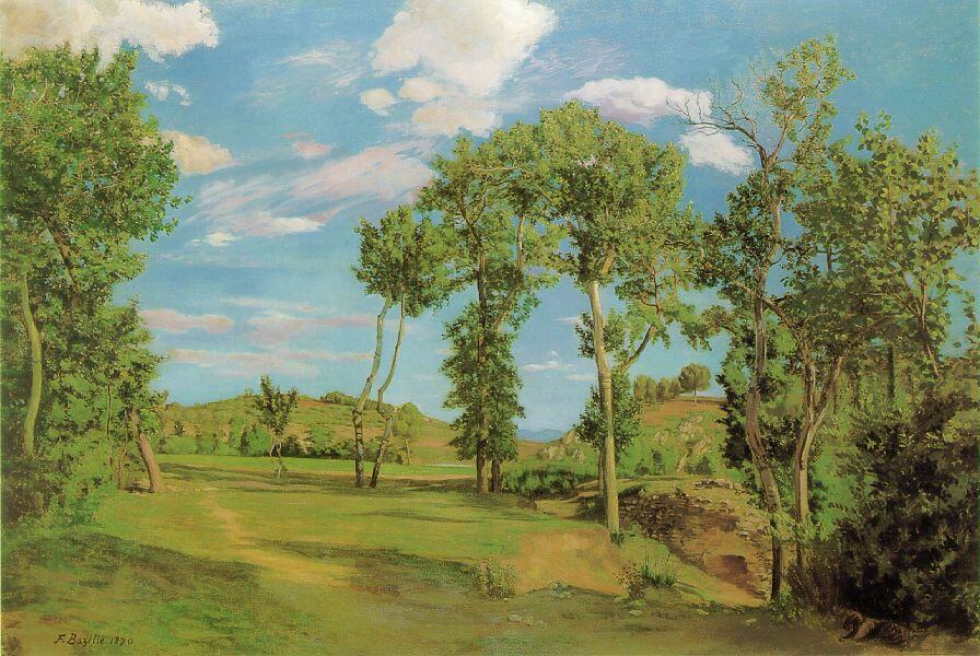 Frédéric Bazille, Lez kıyılarında manzara adlı tablosu, 1870.